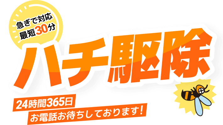 【ハチ駆除】急ぎで対応、最短30分。24時間365日、お電話でお待ちしております！